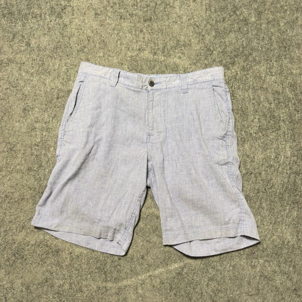Tommy Bahama Shorts Mens 32 Gray Blue Linen Cotton Blend Shark Lining Casual
